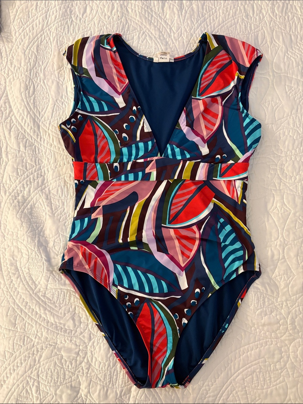 Colorful Leaf-Print One-Piece Swimsuit